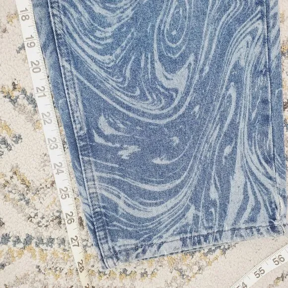 Urban Outfitters BDG Blue Laser Swirl Print Bow Jean Boyfriend Wide Leg SZ 27x32 - Picture 14 of 15